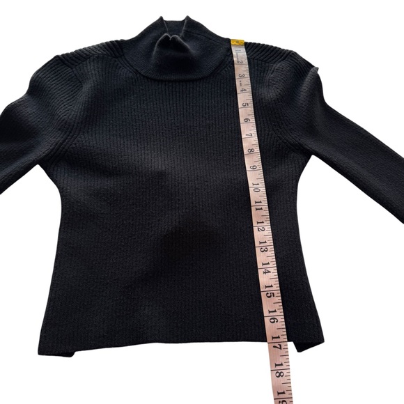 CAMILA COELHO Ribbed Knit Cropped M Black Cutout Open Back Mock Neck Long Sleeve - Picture 14 of 15